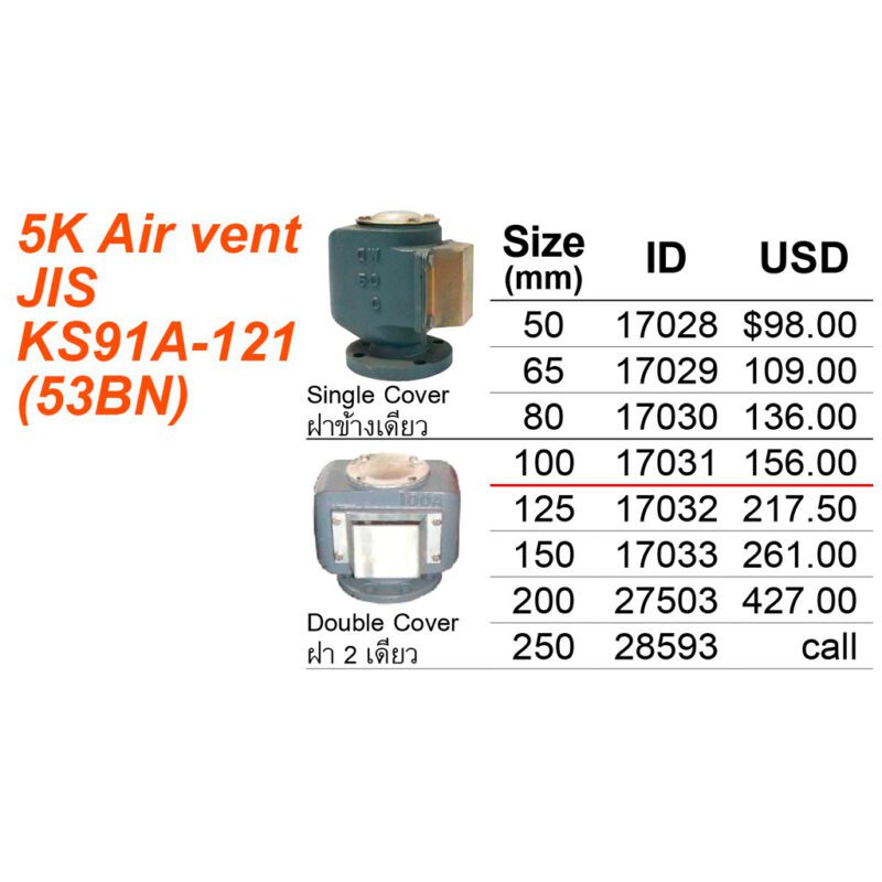 วาล์ว หัวระบาย แบบตรง 53BN for Ballast Tank, 5K-100 ( 4" ) (ฝาครอบ 2ข้าง) - Image 2