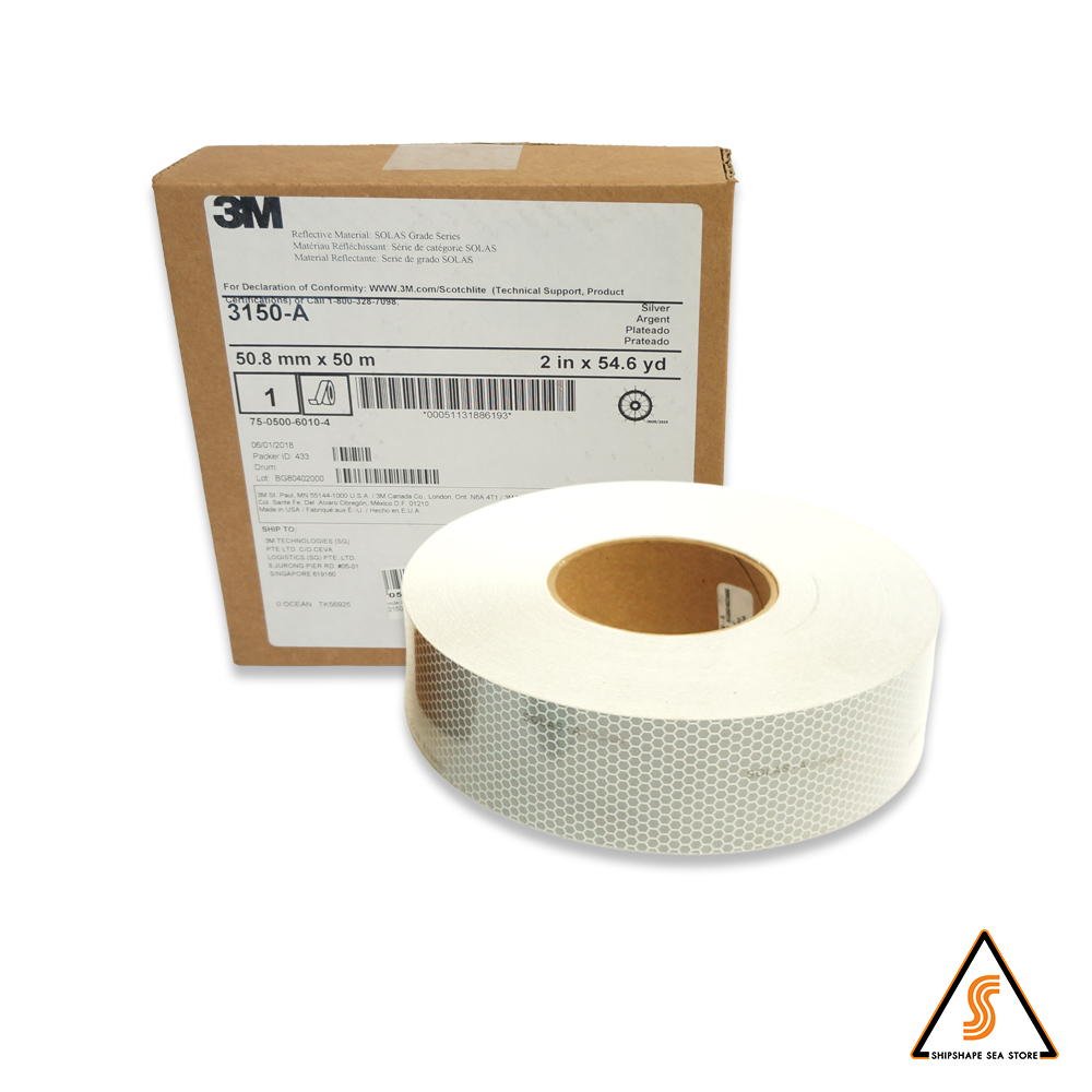 เทปสะท้อนแสง SOLAS 3M # 3150A, 50.8มม. x 50 เมตร ( 2 x 54.6Yard )