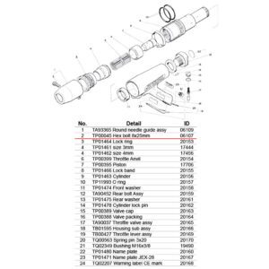 อะไหล่แส้ยิงสนิม NITTO JEX-28 - (02) TP00045 Hex bolt 8x25mm