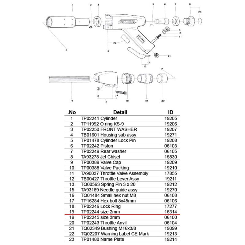 อะไหล่แส้ยิงสนิม NITTO JEX-24 ; (19) TP02244 Needle supporter 2 (รังผึ้ง 2มม.)