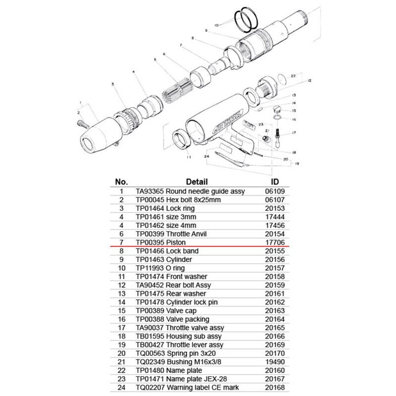อะไหล่แส้ยิงสนิม NITTO JEX-28 - (07) TP00395 Piston