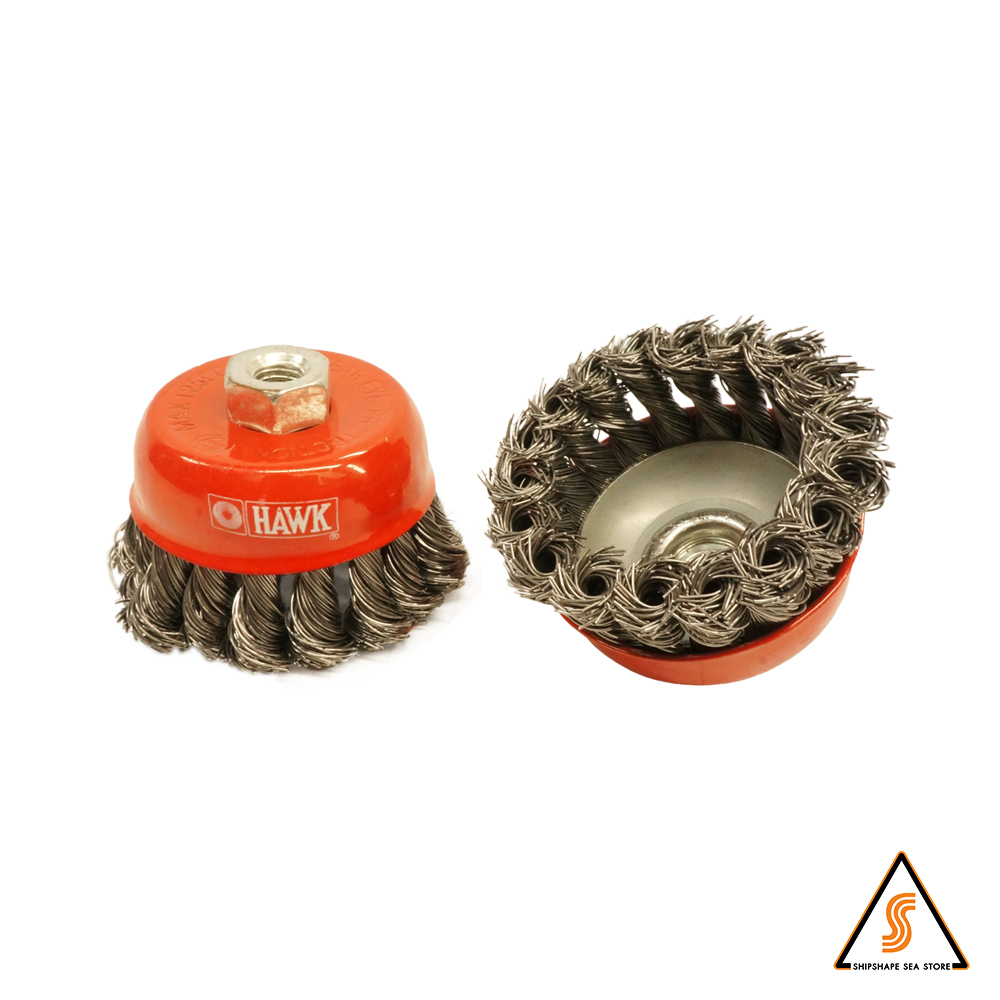 แปรงลวดถ้วย ถักเปีย Hawk 2.5" M10 x 1.5