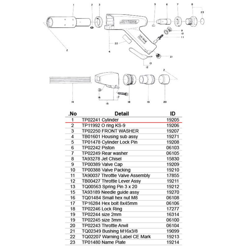 อะไหล่แส้ยิงสนิม NITTO JEX-24 ; (01) TP02241 Cylinder