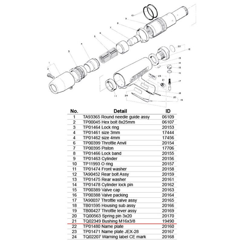อะไหล่แส้ยิงสนิม NITTO JEX-28 - (21) TQ02349 Bushing M16x3/8