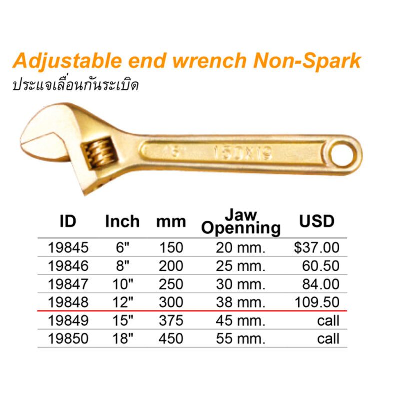 ประแจเลื่อน Non-Spark ขนาด 300มม *