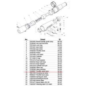 อะไหล่แส้ยิงสนิม NITTO JEX-28 - (17) TA90037 Throttle valve assy