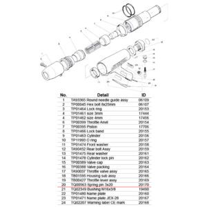 อะไหล่แส้ยิงสนิม NITTO JEX-28 - (20) TQ00563 Spring pin 3x20