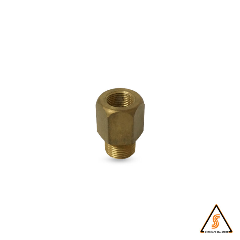 ข้อเพิ่ม เพรชเชอร์เกจ ทองเหลือง ก.นอก M20 - 1.5 x ก.ใน 3/8" ( ยาว 40มม )