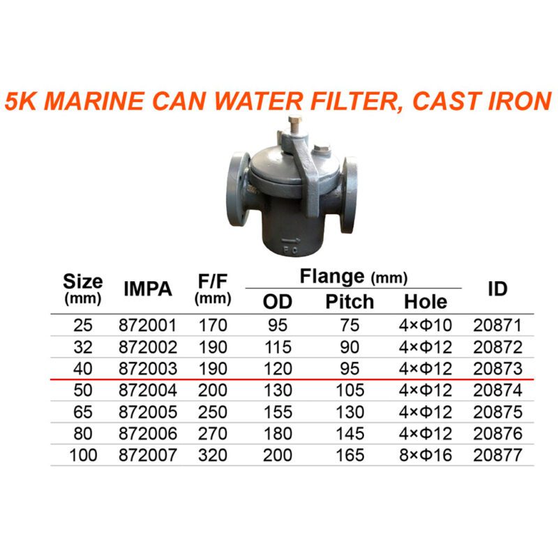 กรอง Marine Can water filter, cast iron F7121 5K-40A (1.1/2") - Image 2