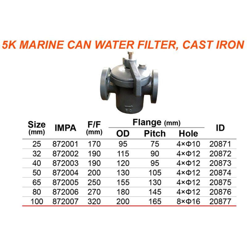 กรอง Marine Can water filter, cast iron F7121 5K-100A (4") - Image 2