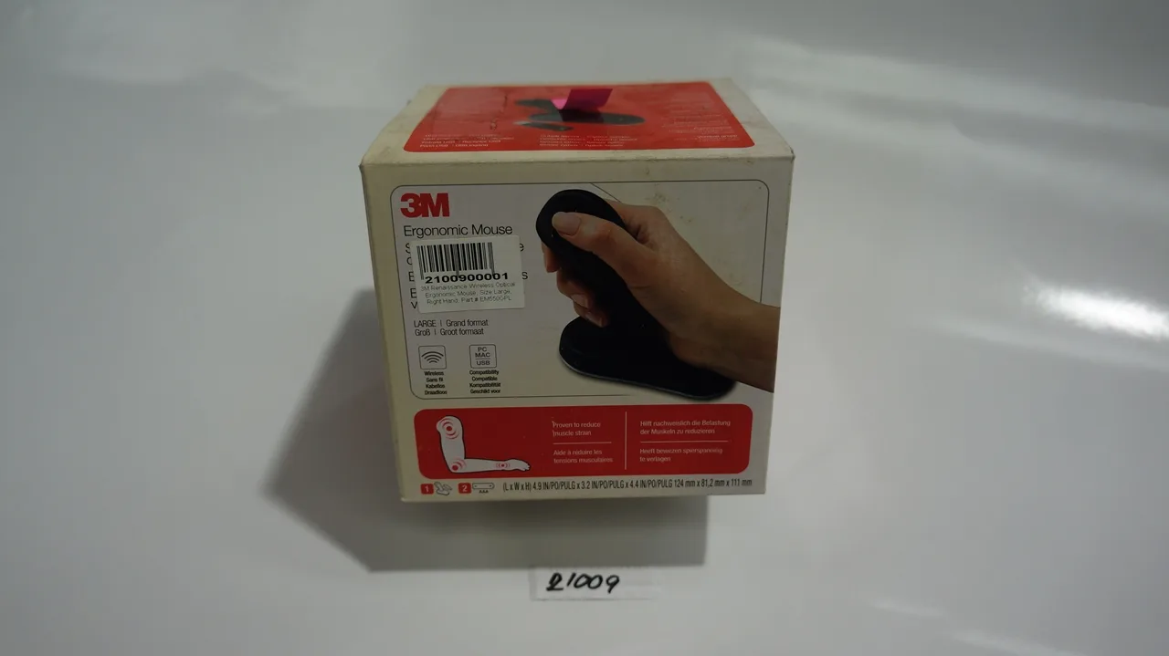 3M Renaissance Wireless Optical Ergonomic Mouse, Size:Large, Right Hand; Part # EM550GPL