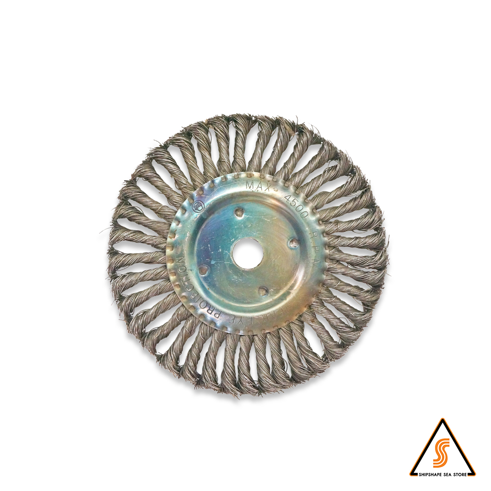 แปรงลวดจาน ถักเปีย เหล็ก 8นิ้ว รู 7/8นิ้ว