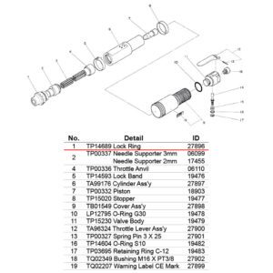 อะไหล่แส้ยิงสนิม NITTO JT-20 ; (01) Lock Ring ยี่ห้อ NITTO JT-20 PN: TP14689