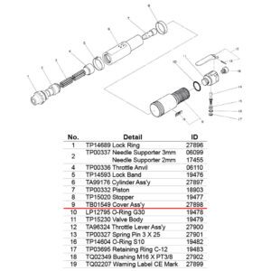 อะไหล่แส้ยิงสนิม NITTO JT-20 ; (09) Cover Assy ยี่ห้อ NITTO JT-20 PN: TB01549