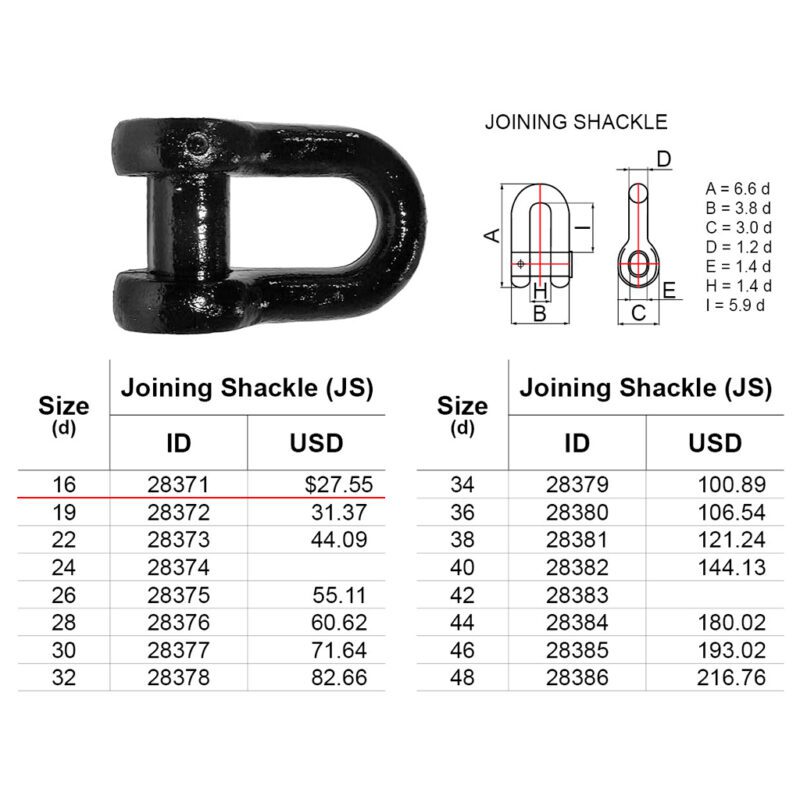 สเก็น Joining Shackle Mill Cert. 16มม. ( 1kg )