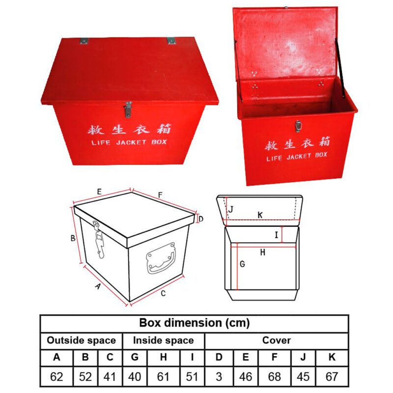 กล่อง Fiberglass สำหรับใส่ เสื่อชูชีพ 6ตัว ภายในกว้าง 57 x ลึก 56 x สูง 43
