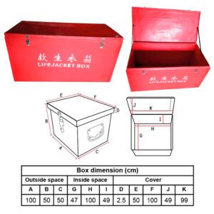 กล่อง Fiberglass สำหรับใส่ เสื่อชูชีพ 10ตัว ภายในกว้าง 47 x ยาว 98 x ลึก 49