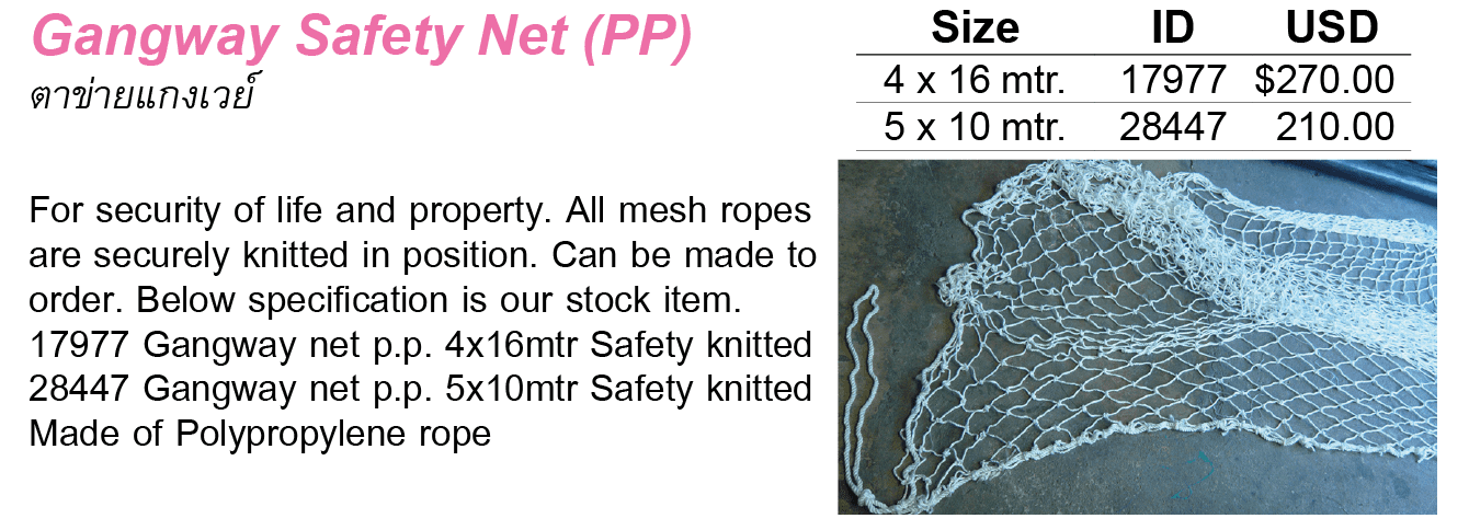 Gangway net p.p. 4x16mtr Safety knitted