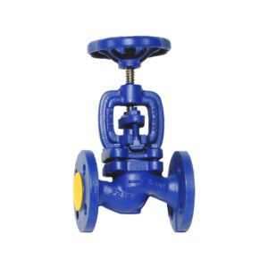 วาล์วตรง PN16 DN 40A (1-1/2"), L 200 Pitch-110, 4รู DIN-86251 บอดี้เหล็กหล่อ ลิ้นสแตนเลส ปะเก็น Non asbestos