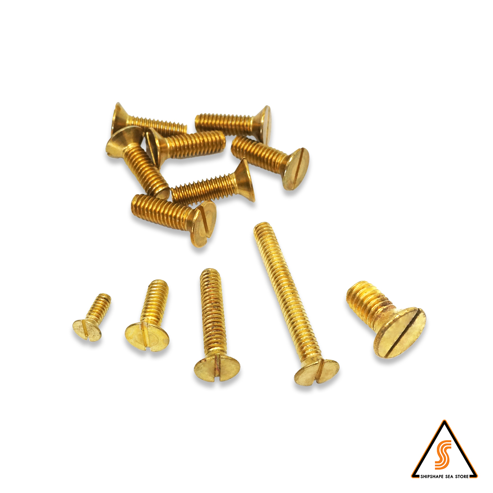 สกรู ทองเหลือง หัวเตเปอร์ (-) ขนาด 1/4" x 1.1/2"