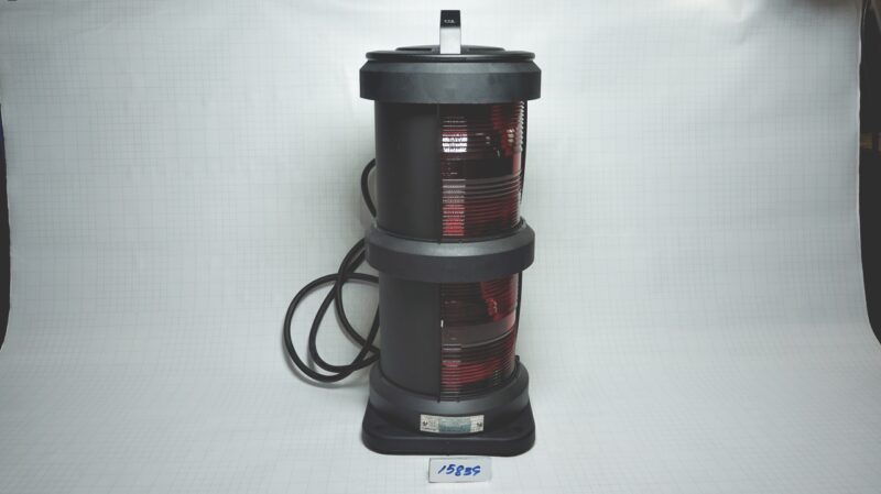 โคมไฟสัญญาณเดินเรือ 2ชั้น, รูน๊อต 155x155มม. กราบซ้าย Port light สีแดง # CXH2-101P (IP56 For Ship 50mtr or above) รวมหลอดไฟนาวิเกชั่น P28S 220V 65W