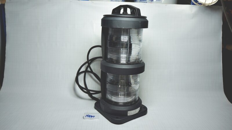 โคมไฟสัญญาณเดินเรือ 2ชั้น, รูน๊อต 155x155มม. หัวเรือ Masthead light สีใส # CXH3-101P (IP56 For Ship 50mtr or above) with #12951 หลอดไฟนาวิเกชั่น P28S 220V 65W