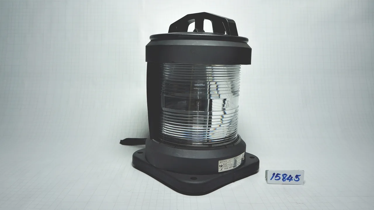 โคมไฟสัญญาณเดินเรือ ชั้นเดียว, รูน๊อต 155x155มม. หัวเรือ Masthead light สีใส # CXH3-11P (IP56 For Ship 50mtr or above)With 12951 หลอดไฟนาวิเกชั่น P28S 220V 65W