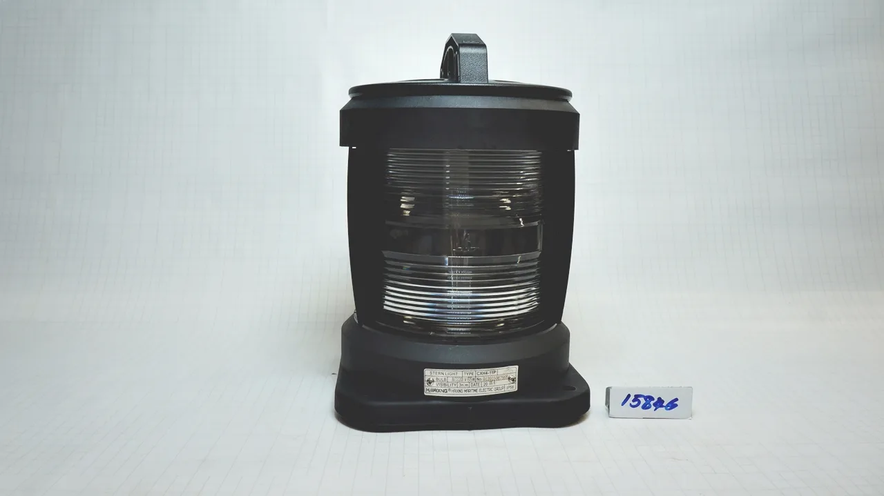 โคมไฟสัญญาณเดินเรือ ชั้นเดียว, รูน๊อต 155x155มม. ท้ายเรือ Stern light สีใส # CXH4-11P (IP56 For Ship 50mtr or above)With 12951 หลอดไฟนาวิเกชั่น P28S 220V 65W