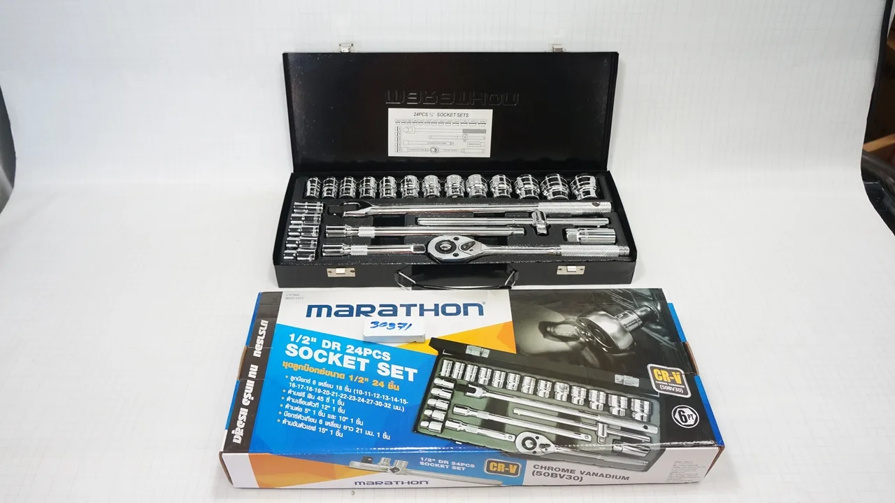 บล็อกชุด 1/2 ขนาด 10-32mm 24ตัว/ชุด ยี่ห้อ MARATHON ( 6 เหลี่ยม )