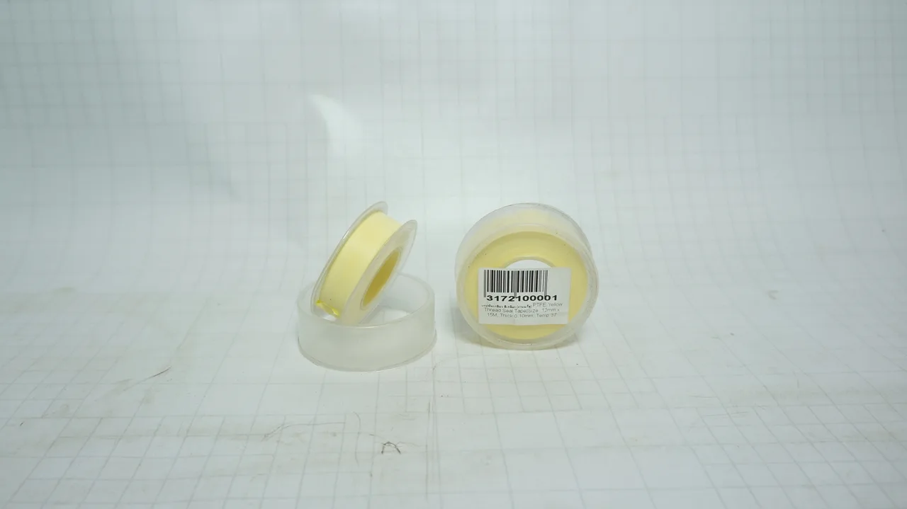 เทปพันเกลียว สีเหลือง (งานแก๊ส) PTFE Yellow Thread Seal Tape|Size: 12mm x 15M, Thick 0.10mm, Temp 370C