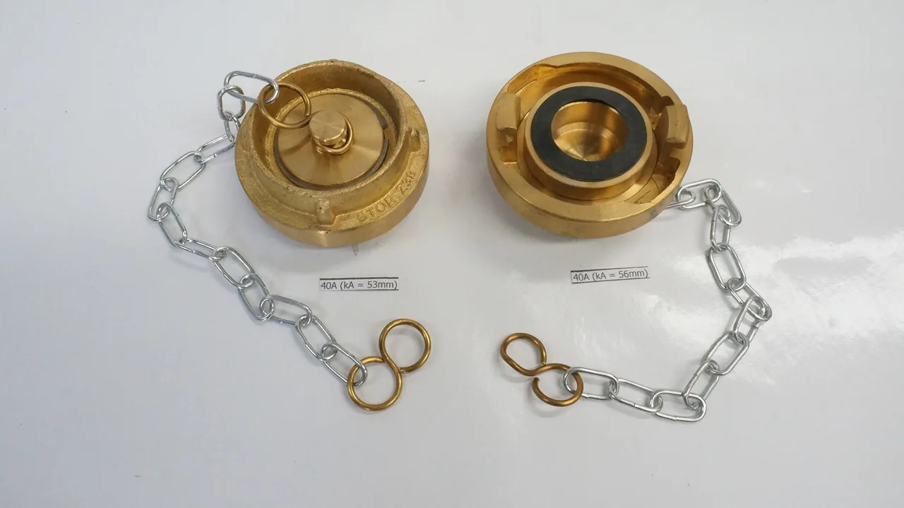 ฝาปิด ข้อต่อดับเพลิง ทองเหลือง มาตรฐานจีน 40A (kA = 53mm) Ref GB12514.2-2006 (คล้าย storz)