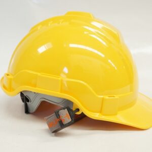 หมวกนิรภัยพร้อมสายรัดคาง มี มอก. สีเหลือง