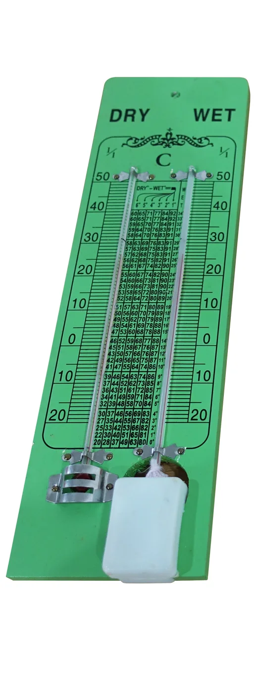 ไฮกรอมิเตอร์แบบกระเปาะ เปียกและแห้ง Wet and Dry Hygrometer (แผงไม้)