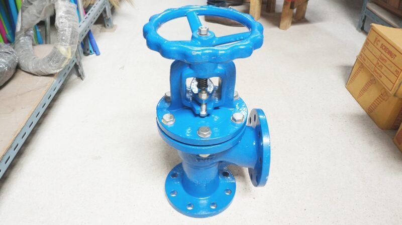 วาล์วฉาก PN16 DN 80A (3"), L 155 Pitch-160, 8รู DIN-86251 บอดี้เหล็กหล่อ ลิ้นสแตนเลส ปะเก็น Non asbestos