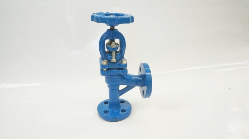 วาล์วฉาก PN16 DN 15A (1/2"), L 90 Pitch-65, 4รู DIN-86251 บอดี้เหล็กหล่อ ลิ้นสแตนเลส ปะเก็น Non asbestos