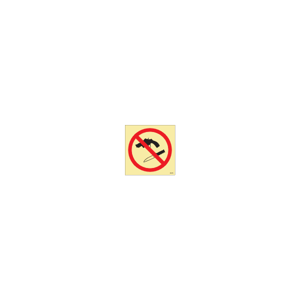 ป้าย [332419] SIGN FOR PASSENGER VSL NO WEAPONS 150X150MM (เรืองแสง)