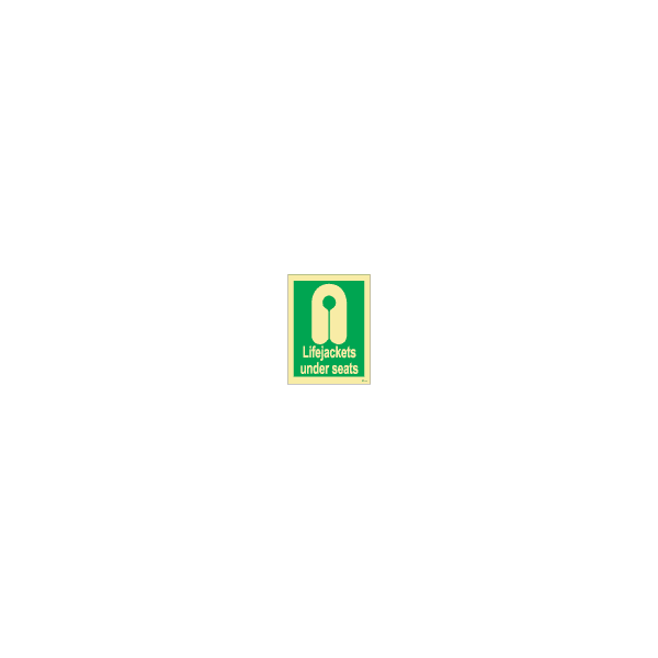 ป้าย [334130] SIGN PHOTO ILLUMINESCENT SAFETY SIGN LIFEJACKETS UNDER SEAT 200X150MM
