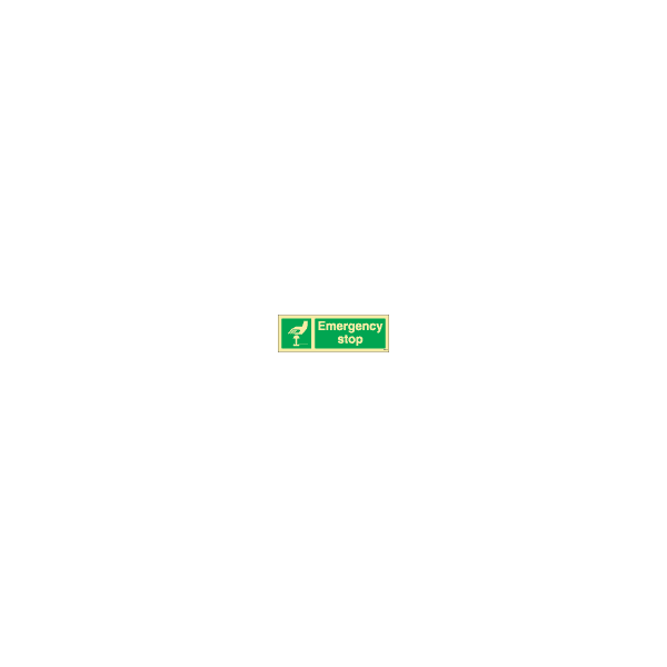 ป้าย [334179] SIGN PHOTO ILLUMINESCENT SAFETY SIGN EMERGENCY STOP 100X300MM