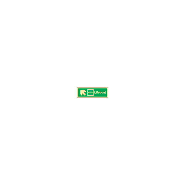ป้าย [334302] SIGN PHOTO ILLUMINESCENT DIRECTION SIGN ARROW 45DEG UP(L)/LIFEBOAT 100X300MM