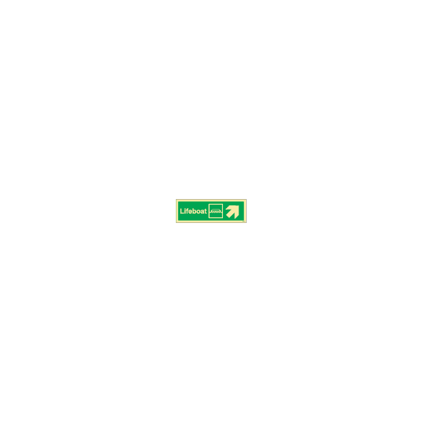ป้าย [334303] SIGN PHOTO ILLUMINESCENT DIRECTION SIGN LIFEBOAT/ARROW 45DEG UP(R) 100X300MM