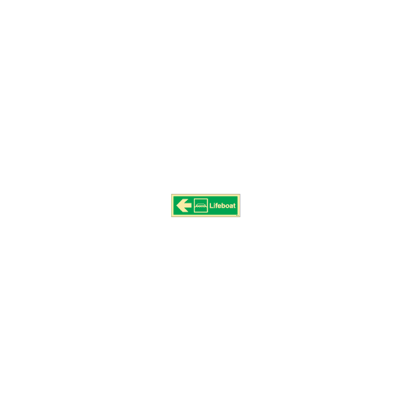 ป้าย [334304] SIGN PHOTO ILLUMINESCENT DIRECTION SIGN ARROW HORIZ(L)/ LIFEBOAT 100X300MM