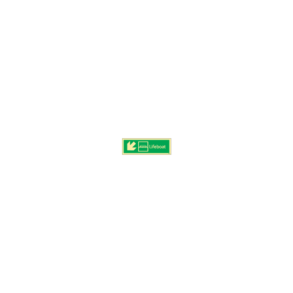 ป้าย [334306] SIGN PHOTO ILLUMINESCENT DIRECTION SIGN ARROW 45DEG DOWN(L)/LIFEBOAT 100X300MM