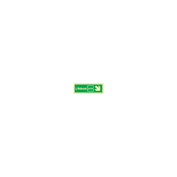 ป้าย [334307] SIGN PHOTO ILLUMINESCENT DIRECTION SIGN LIFEBOAT/ARROW 45DEG DOWN(R) 100X300MM
