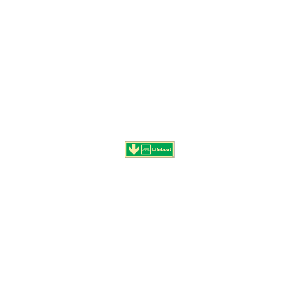 ป้าย [334308] SIGN PHOTO ILLUMINESCENT DIRECTION SIGN ARROW DOWN/ LIFEBOAT 100X300MM