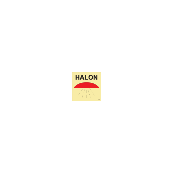 ป้าย [336011] FIRE CONTROL SIGN SPACE PRTCTD BY HALON 1301 150X150MM