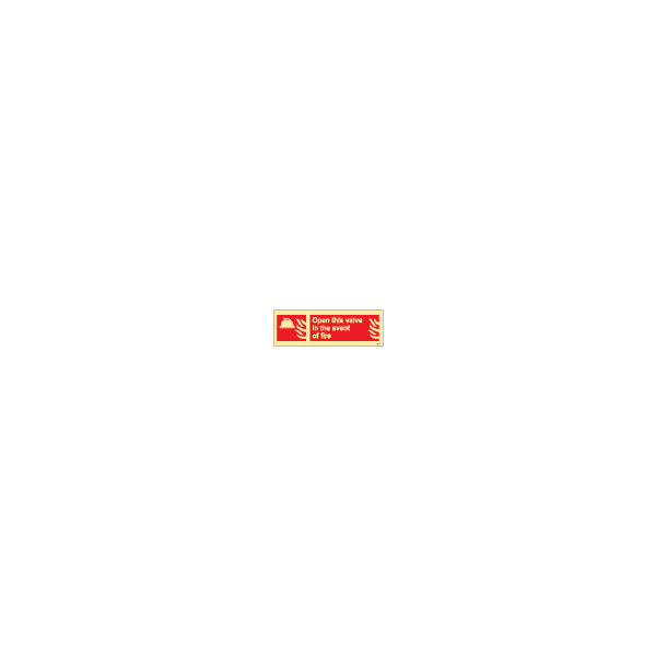 ป้าย [336154] SIGN PHOTO ILLUMINESCENT FIRE EQUIPMENT SIGN (RED) OPEN THIS VALVE 100X300MM