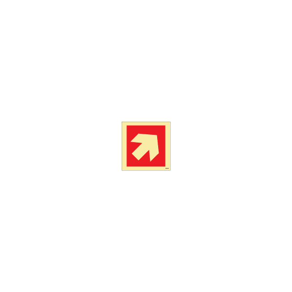 ป้าย [336211] FIRE EQUIPMENT SIGN (RED) ARROW 45DEG UP(R) 150X150MM