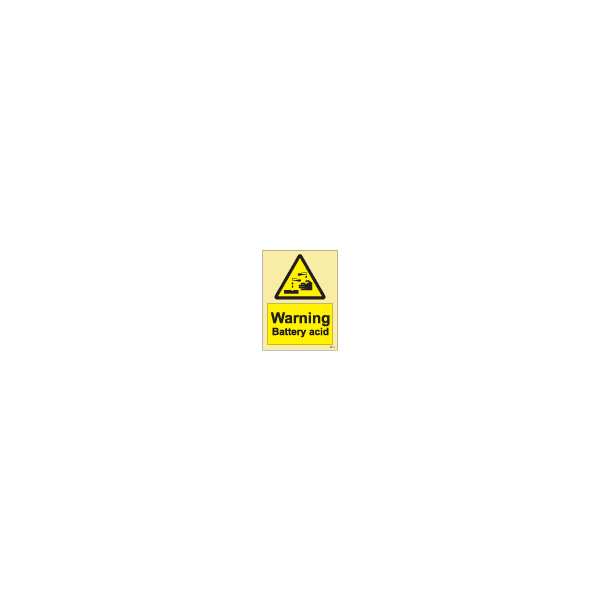 ป้าย [337591] SIGN PHOTO ILLUMINESCENT HAZARD SIGNS WARNING BATTERY ACID 200X150MM