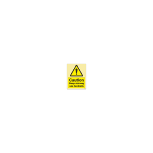 ป้าย [337624] SIGN PHOTO ILLUMINESCENT HAZARD SIGNS CAUTION STEEP STAIRWAY USE HANDRAILS 200X150MM