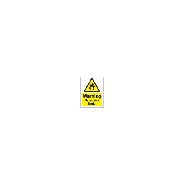 ป้าย [337631] SIGN WHITE VINYL SELF ADHESIVE HAZARD SIGNS WARNING FLAMMABLE LIQUID 200X150MM